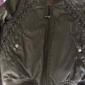 Steve Madden Quilted Bomber Jacket Green